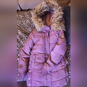 DKNY Mauve Jacket with Fur Trim